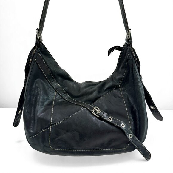 Giudit Black Italian Leather Slouch Hobo Bag – Women’s Large Shoulder Purse - Picture 6 of 14